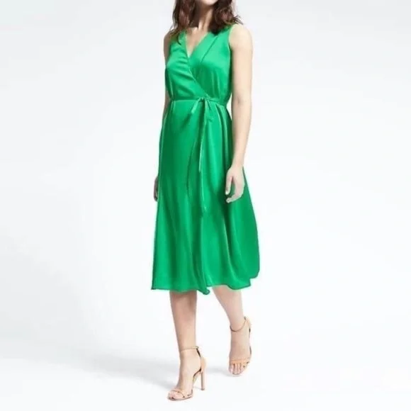 Banana Republic Green Midi Wrap Dress - Picture 9 of 9